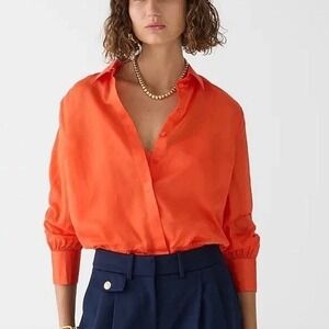 J.Crew Women's Button-up Shirt Detachable Cami  In Sheer Organza Women's Size 16